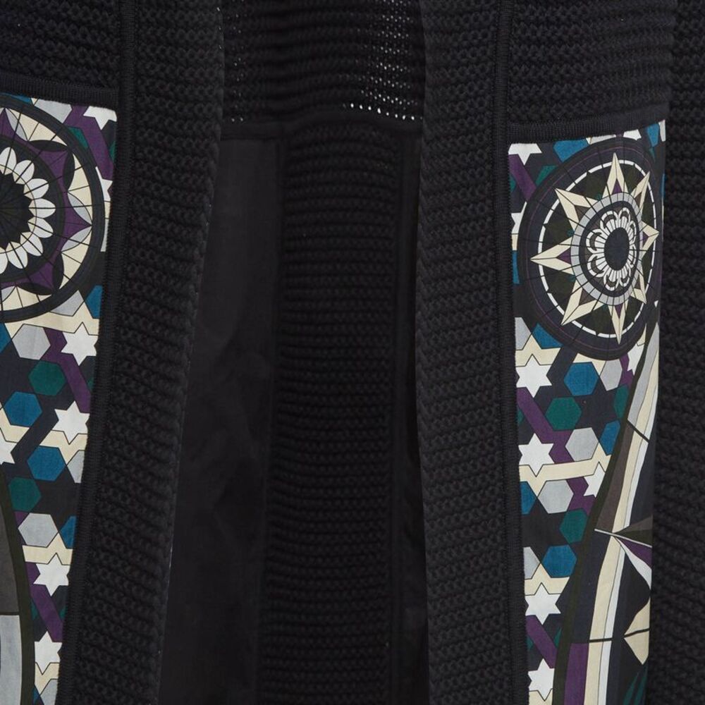 Hermes Black Printed Cotton And Purl Knit Long Cardigan S - Picture 3 of 6